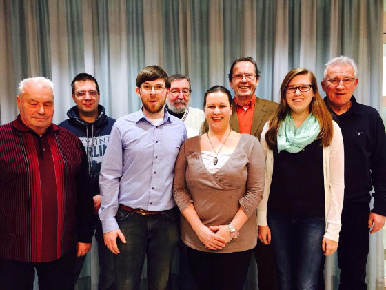 v. l.: Otmar Aisenpreis, Tobias Thym, Jens Hübner, Klaus Hückel, Iris Pohl-Mattern, Peter Schlichting, Julia Silec, Jürgen Reichert.